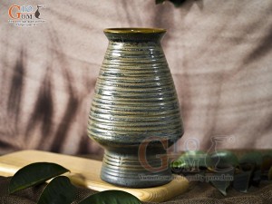 Lọ hoa dáng cố nhỏ vân sóng màu rêu, cao 22cm