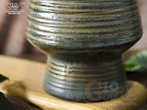 Lọ hoa dáng cố nhỏ vân sóng màu rêu, cao 22cm