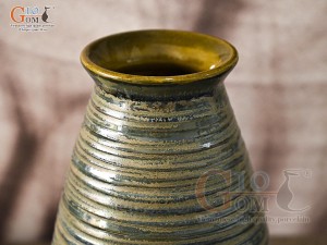 Lọ hoa dáng cố nhỏ vân sóng màu rêu, cao 22cm