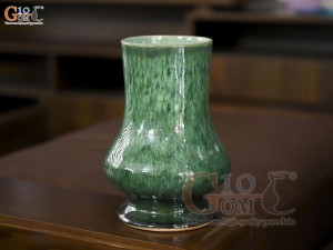 Lọ hoa dáng cúp chân ly, men hoả biến cẩm thạch,cao 25cm