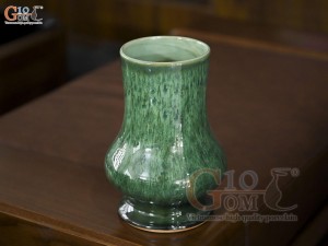 Lọ hoa dáng cúp chân ly, men hoả biến cẩm thạch,cao 25cm