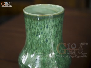 Lọ hoa dáng cúp chân ly, men hoả biến cẩm thạch,cao 25cm