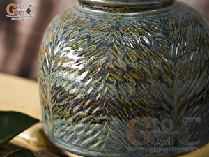 Lọ hoa dáng đầm vân sóng màu rêu, cao 30cm