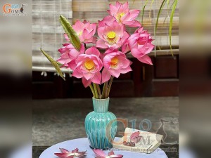 Lọ hoa dáng dưa khía dọc men hỏa biến bạch ngọc, cao 26cm