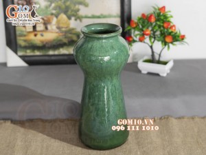 Lọ hoa dáng giỏ men hỏa biến cẩm thạch, cao 33cm