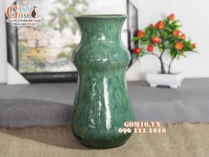 Lọ hoa dáng hồ lô men hỏa biến cẩm thạch, cao 32cm