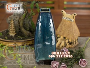 Lọ hoa dáng lục giác men hỏa biến, cao 30cm