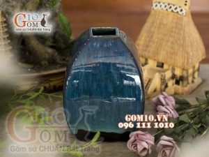 Lọ hoa dáng lúc giác thấp men hỏa biến, cao 20cm