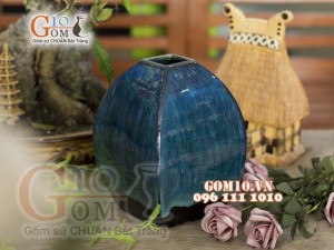 Lọ hoa dáng lúc giác thấp men hỏa biến, cao 20cm