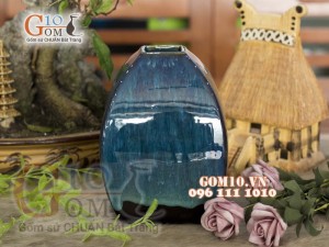 Lọ hoa dáng lúc giác thấp men hỏa biến, cao 20cm