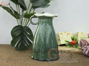 Lọ hoa dáng ly cao men hỏa biến cẩm thạch, cao 19cm