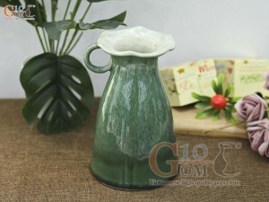 Lọ hoa dáng ly cao men hỏa biến cẩm thạch, cao 19cm