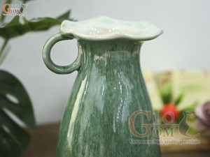 Lọ hoa dáng ly cao men hỏa biến cẩm thạch, cao 19cm