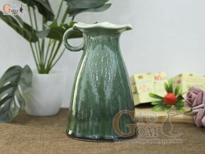 Lọ hoa dáng ly cao men hỏa biến cẩm thạch, cao 19cm
