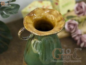 Lọ hoa dáng ly cao men ngọc lục bảo, cao 19cm