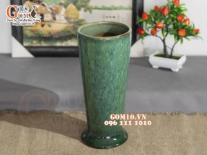 Lọ hoa dáng ly cao men hỏa biến cẩm thạch, cao 30cm