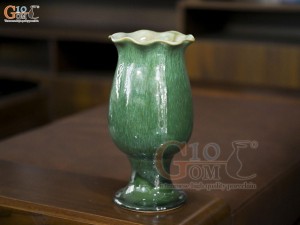 Lọ hoa dáng ly miệng loe men hỏa biến màu cẩm thạch, cao 25cm