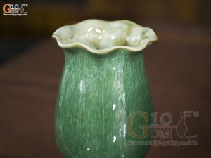 Lọ hoa dáng ly miệng loe men hỏa biến màu cẩm thạch, cao 25cm