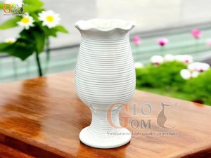 Lọ hoa dáng ly miệng loe men trắng, cao 25cm