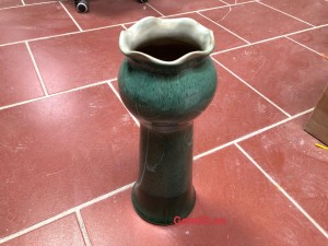 Lọ hoa dáng ly rượu men hỏa biến cẩm thạch, cao 33cm