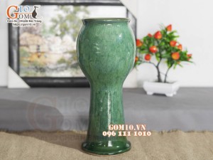 Lọ hoa dáng ly rượu men hỏa biến cẩm thạch, cao 33cm