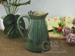 Lọ hoa dáng ly thấp men hỏa biến cẩm thạch, cao 17cm