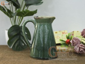 Lọ hoa dáng ly thấp men hỏa biến cẩm thạch, cao 17cm