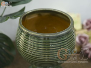 Lọ hoa dáng ly thủy tiên men hỏa biến vân sóng, cao 20cm