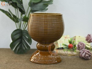 Lọ hoa dáng ly thủy tiên men màu vân sóng, cao 20cm