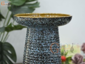 Lọ hoa dáng mặt hồ cao men màu xanh, cao 22cm