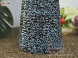 Lọ hoa dáng mặt hồ cao men màu xanh, cao 22cm