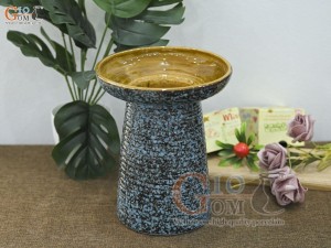 Lọ hoa dáng mặt hồ cao men màu xanh, cao 22cm