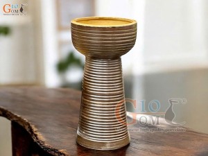 Lọ hoa dáng mặt hồ chân cao gốm vân sóng, cao 30cm