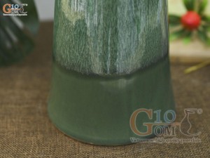 Lọ hoa dáng mặt hồ chân cao men hỏa biến màu cẩm thạch, cao 30cm