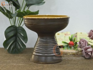 Lọ hoa dáng mặt hồ gốm vân sóng, cao 17cm