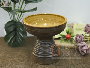 Lọ hoa dáng mặt hồ gốm vân sóng, cao 17cm