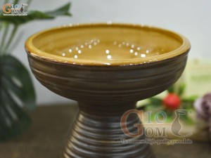 Lọ hoa dáng mặt hồ gốm vân sóng, cao 17cm