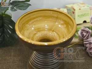 Lọ hoa dáng mặt hồ gốm vân sóng, cao 17cm