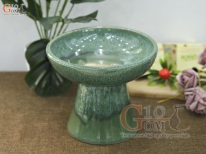 Lọ hoa dáng mặt hồ men hỏa biến cẩm thạch, cao 17cm