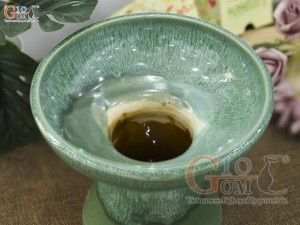 Lọ hoa dáng mặt hồ men hỏa biến cẩm thạch, cao 17cm