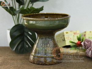 Lọ hoa dáng mặt hồ men ngọc lục bảo, cao 17cm