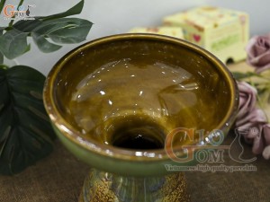 Lọ hoa dáng mặt hồ men ngọc lục bảo, cao 17cm