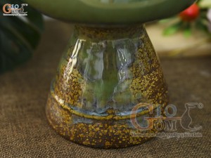 Lọ hoa dáng mặt hồ men ngọc lục bảo, cao 17cm