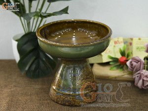 Lọ hoa dáng mặt hồ men ngọc lục bảo, cao 17cm