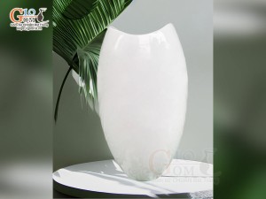 Lọ hoa dáng miệng cá men trắng cao 25cm