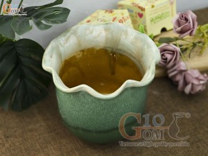 Lọ hoa dáng miệng lượn men hỏa biến cẩm thạch cao 15.5cm