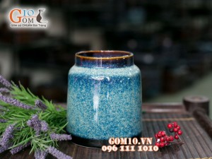 Lọ hoa dáng ống men hỏa biến 15cm