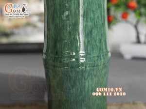 Lọ hoa dáng đốt tre men hỏa biến cẩm thạch, cao 33cm