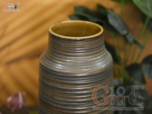 Lọ hoa dáng ống trụ giả vuốt men rêu, cao 28cm