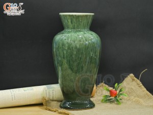 Lọ hoa dáng phễu men hoả biến cẩm thạch, cao 29cm